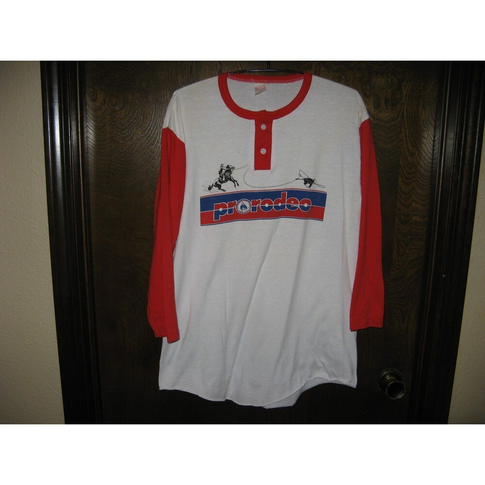 Vintage Red & White Womens Pro Rodeo LS Shirt Soffe Shirts Tag XL Made In USA